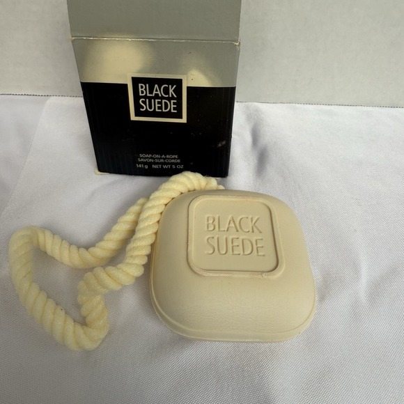 Avon Other - Vintage MCM NIB Avon Square Soap on a Rope Black Suede Cologne Fragrance Bath